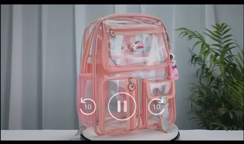 An application scenario or product detail of pink clear backpack - Image 13