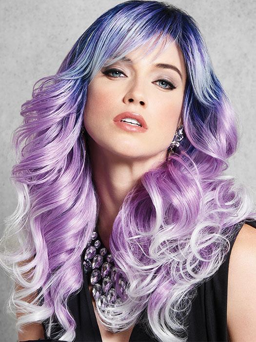 An application scenario or product detail of pink purple and turquoise aeldari wig hair - Image 1
