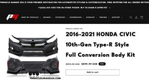 Pinnacle Garage - 2016-2021 HONDA CIVIC Type-R Front Bumper Conversion