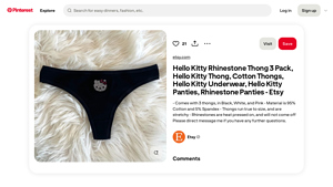 Hello Kitty - Rhinestone Thong 3 Pack