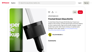 Frosted Green Glass Dropper Bottle - Mockup Design