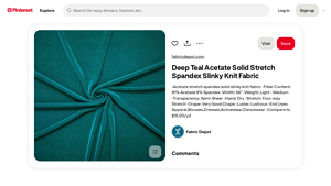 Deep Teal - Acetate Stretch Spandex Fabric