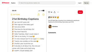Pinterest - 21st Birthday Captions