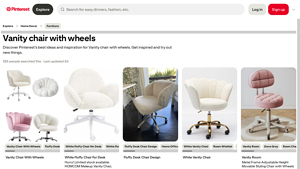 HOMCOM - White Fluffy Vanity Chair with Wheels