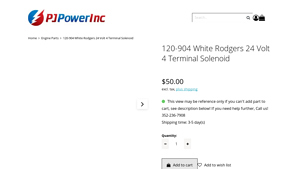 PJ Power Inc - 120-904 White Rodgers 24 Volt Solenoid