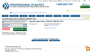 Professional Plastics - Gray PVC Square Tube