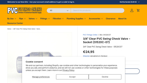 PVC Fittings Online - 3/4 Clear PVC Swing Check Valve