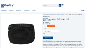 Quality Nylon Rope - 3/16 Polypropylene Black Bungee Cord