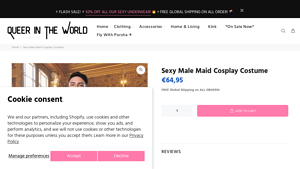 Queer in the World - Sexy Male Maid Cosplay Costume