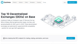 Screenshot of Top 10 Decentralized Exchanges (DEXs) on Base - QuickNode
