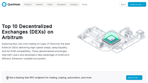 Screenshot of Top 10 Decentralized Exchanges (DEXs) on Arbitrum - QuickNode