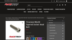 Race Tech - Titanium M6x30 Tapered Socket Head Bolt