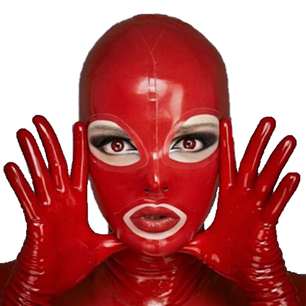 An application scenario or product detail of red rubber hood halloween mask - Image 1