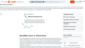 Reddit - Bevel/Miter vs. Helical Gears