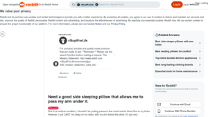Reddit - Recommended Side Sleeping Pillows