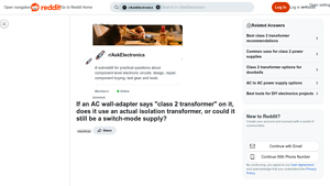 Reddit - Class 2 Transformer AC Wall Adapter