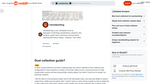 Reddit - Dust Collection Guidelines