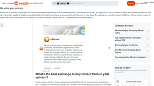 Screenshot of What's the best exchange to buy Bitcoin from in your opinion? - Reddit