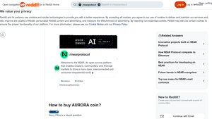 Screenshot of How to buy AURORA coin? : r/nearprotocol - Reddit