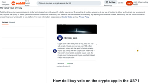 Screenshot of How do I buy velo on the crypto app in the US? I can't figure it out?