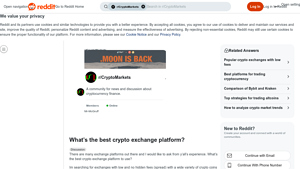 Screenshot of What's the best crypto exchange platform? : r/CryptoMarkets - Reddit