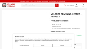 Reliable Hardware - Valance Spanning Latch Accessory