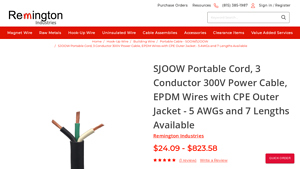 Remington Industries - SJOOW 3-Conductor Portable Cord