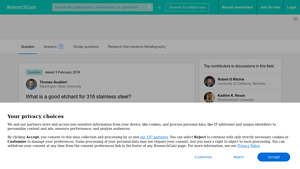 ResearchGate - Stainless Steel Etching Solutions