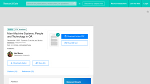 ResearchGate - Man-Machine Systems in Operational Research