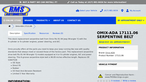 Omix-Ada - Serpentine Belt for Jeep Wrangler YJ