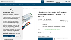 RobotShop - High Torque Self-Locking Worm Gear Motor