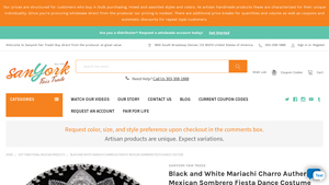 Sanyork Fairtrade - Black and White Mariachi Charro Sombrero