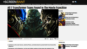 Transformers - Types of Characters