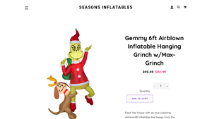 Gemmy - 6ft Airblown Inflatable Hanging Grinch w/Max-Grinch