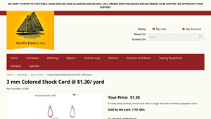 Seattle Fabrics - 3 mm Colored Shock Cord