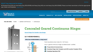 Select Hinges - Concealed Geared Continuous Hinges
