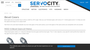 Servocity - MOD 1.5 Bevel Gears (2:1 Ratio)
