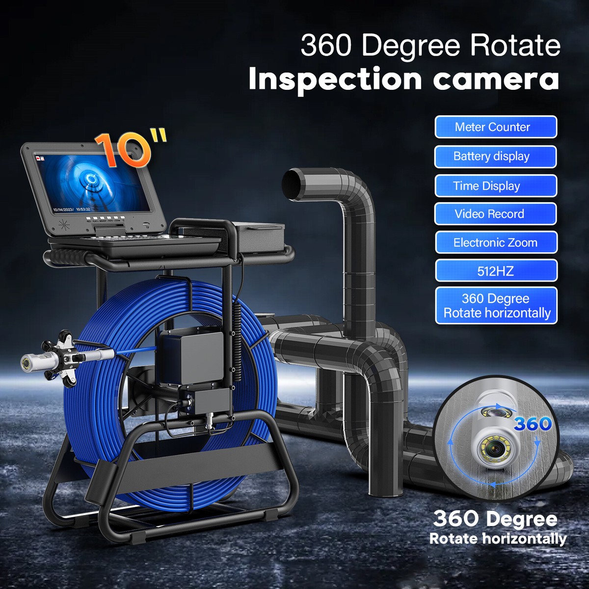 An application scenario or product detail of sewer inspection camera with rotating camera - Image 9