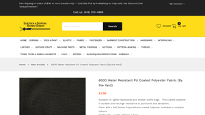 Sewing Supply Depot - 600D Water Resistant PU Coated Polyester Fabric