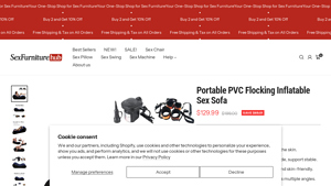 Sex Furniture Hub - Portable PVC Flocking Inflatable Sex Sofa