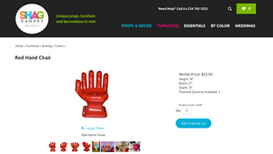 Shag Carpet Props - Red Hand Chair