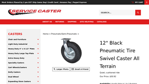 ServiceCaster - 12 Inch Black Pneumatic Tire Swivel Caster