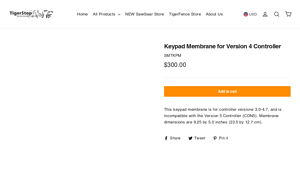 TigerStop - Keypad Membrane for Version 4 Controller