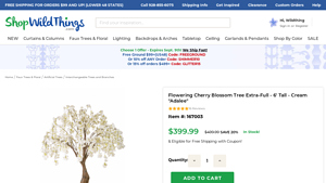 Shop Wild Things - Artificial Cream Cherry Blossom Tree