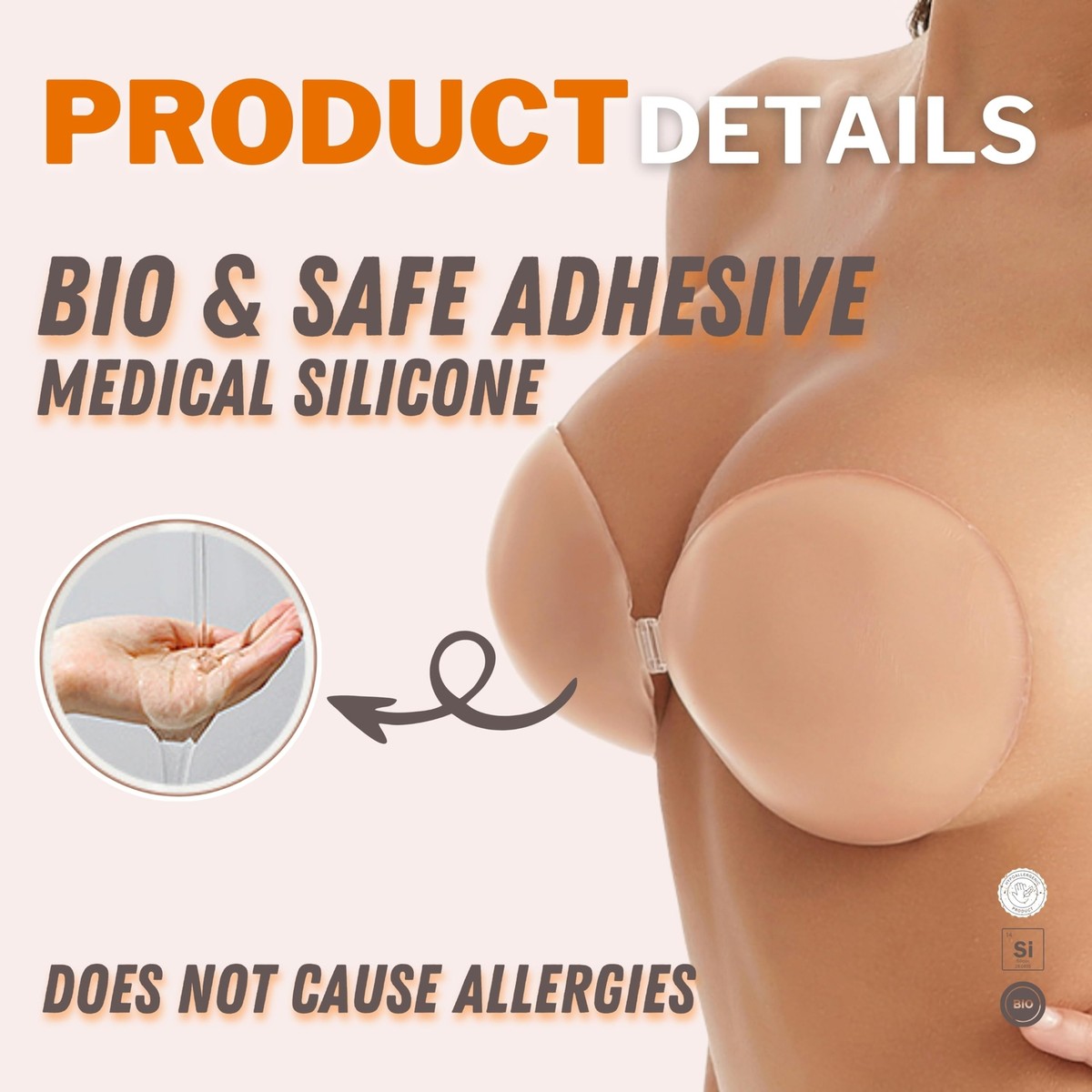 An application scenario or product detail of silicone breast skincare invisible strapless bra - breathable - Image 5