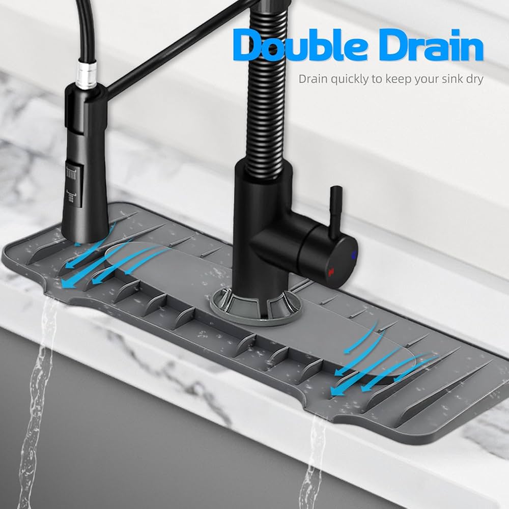 An application scenario or product detail of silicone splash guard for bathroom sink double handle - Image 10
