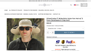 SilverCrate+ - Wide Brim Solar Fan Hat