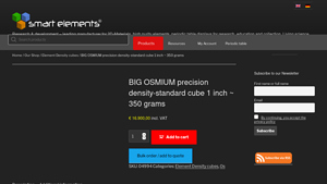 Smart Elements - BIG OSMIUM Precision Density-Standard Cube