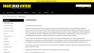 Snakehead Vintage - Round 3-Wire Cloth Covered Cord