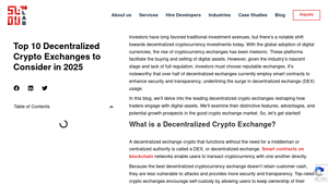 Screenshot of Top 10 Decentralized Crypto Exchanges (DEX) in 2025 - SoluLab